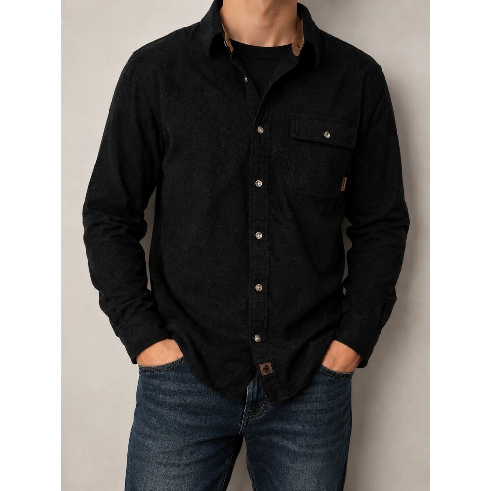 Legendary Whitetails Buck Camp Men's Large Black Brushed Flannel 100% Cotton
